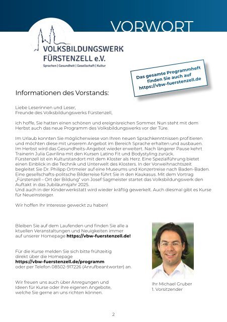 Volksbildungswerk Fürstenzell e.V. - Aktuelles Programm