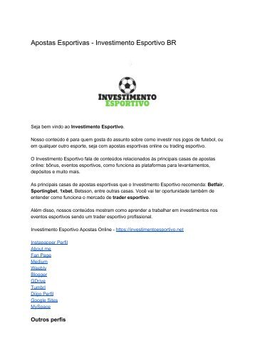 Apostas Investimento Esportivo