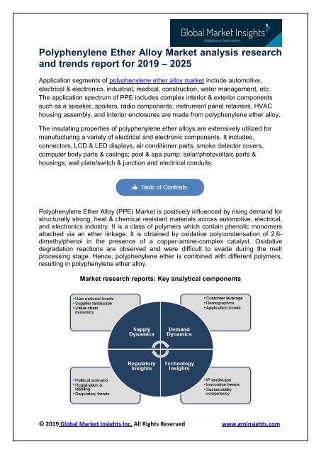 Polyphenylene Ether Alloy Market analysis research and trends report for 2019 – 2025