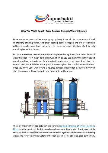 Why You Might Benefit From Reverse Osmosis Water Filtration