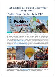 Get Indulged into Cultural Vibes While Being a Part of Pushkar Fair Tour India 2019