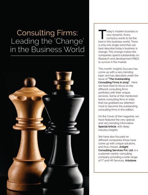 The Outstanding Consulting Firms in 2019