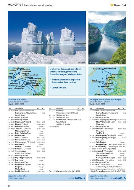 THOMAS COOK Kreuzfahrten und Grosssegler 2020