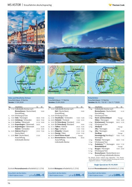 THOMAS COOK Kreuzfahrten und Grosssegler 2020