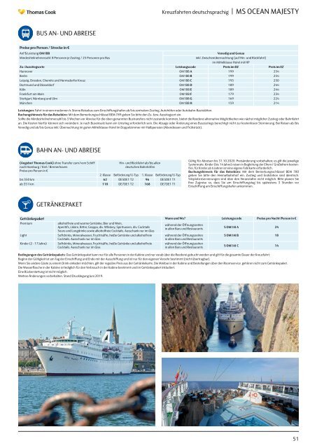 THOMAS COOK Kreuzfahrten und Grosssegler 2020