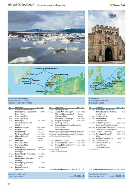 THOMAS COOK Kreuzfahrten und Grosssegler 2020