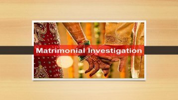 Matrimonial Detectives India