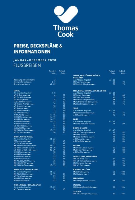 Thomas Cook Kreuzfahrten Flussreisen/Preisteil 2020