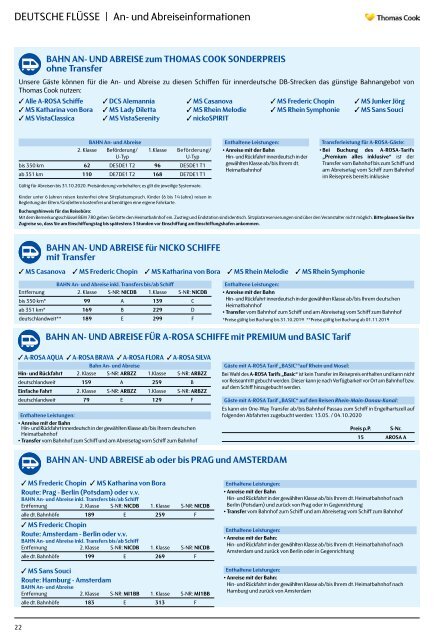 Thomas Cook Kreuzfahrten Flussreisen/Preisteil 2020