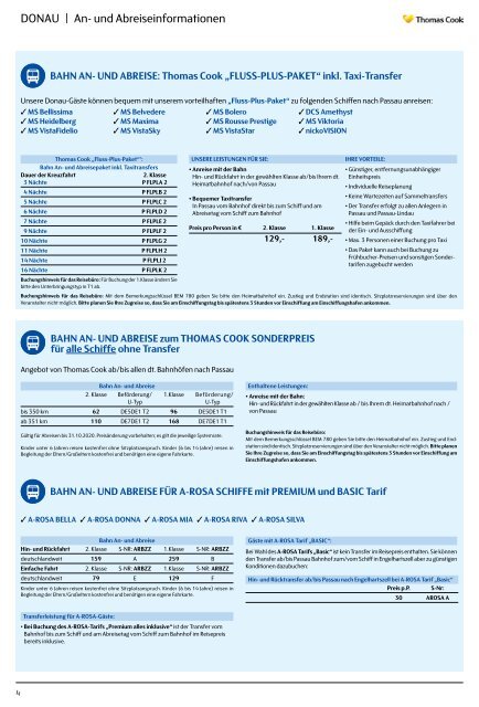 Thomas Cook Kreuzfahrten Flussreisen/Preisteil 2020