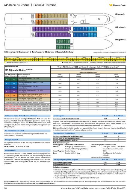 Thomas Cook Kreuzfahrten Flussreisen/Preisteil 2020