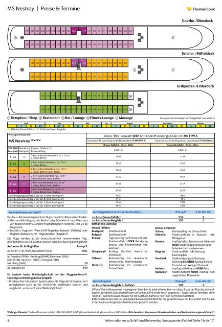 Thomas Cook Kreuzfahrten Flussreisen/Preisteil 2020