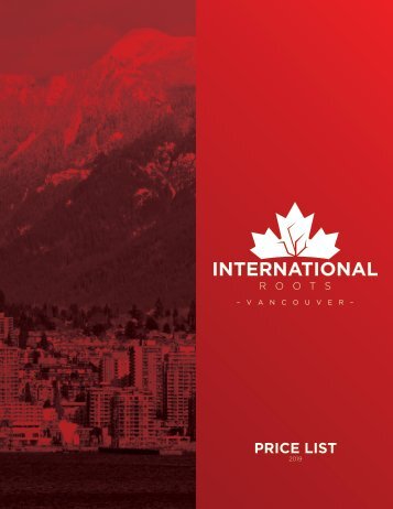 International Roots Vancouver - Price List 2019