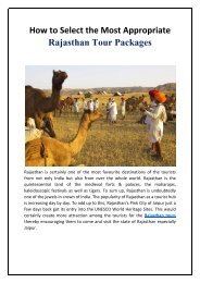 How to Select the Most Appropriate Rajasthan Tour Packages