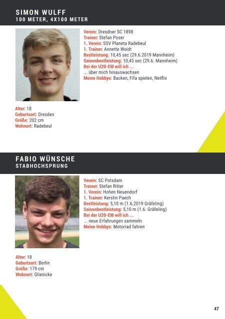 DLV-Teambroschüre U20-Europameisterschaften in Boras
