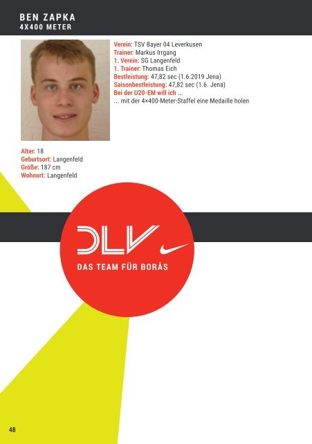 DLV-Teambroschüre U20-Europameisterschaften in Boras