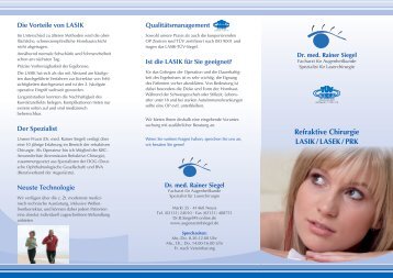 Refraktive Chirurgie LASIK / LASeK / PRK - Dr. Rainer Siegel