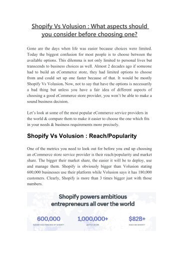 Shopify Vs Volusion