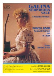 Galina Vale - A Fabulous virtuoso & LACCS & Purcell Room & Queen Elizabeth Hall London 