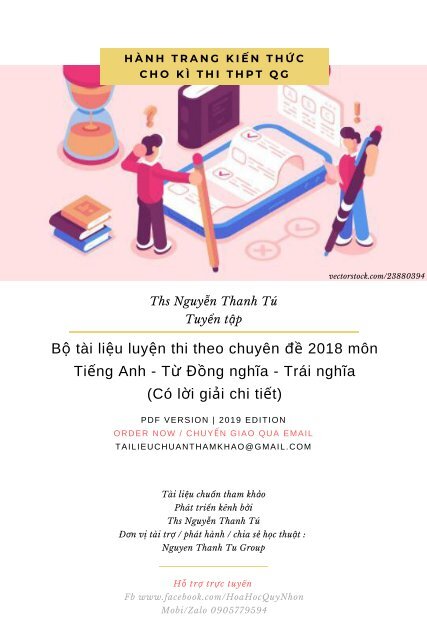 Bộ tài liệu luyện thi theo chuyên đề 2018 môn Tiếng Anh - Từ Đồng nghĩa - Trái nghĩa (Có lời giải chi tiết)