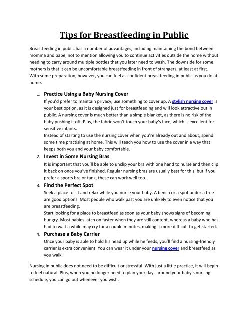 Tips for Breastfeeding in Public
