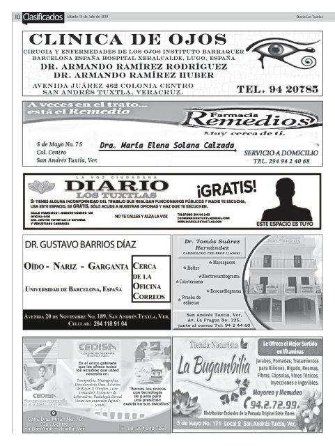 Edición de Diario los Tuxtlas del día 13 de Julio de 2019