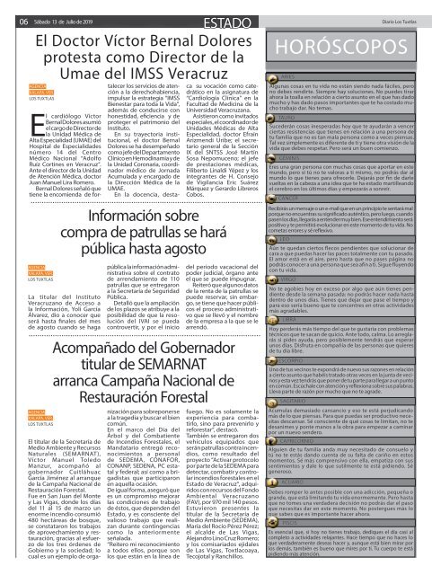 Edición de Diario los Tuxtlas del día 13 de Julio de 2019