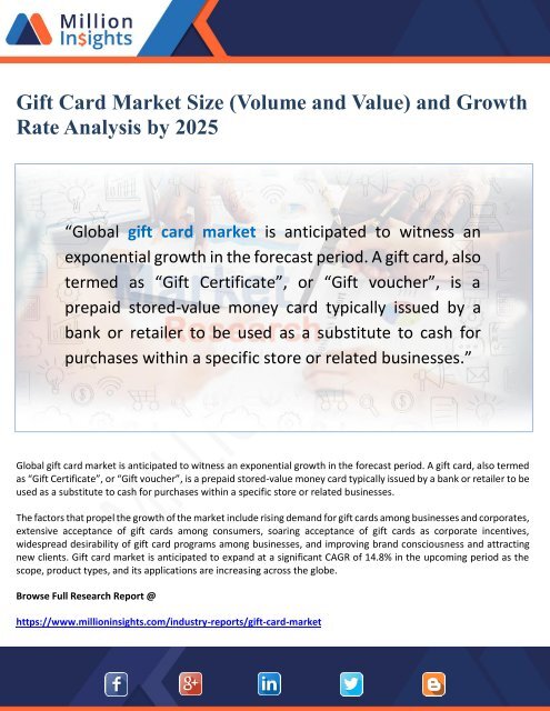 Gift Card Market Size and Growth Analysis by 2025