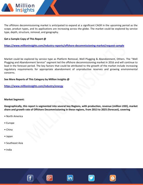 Offshore Decommissioning Market Size, Share and Revenue Analysis to 2025