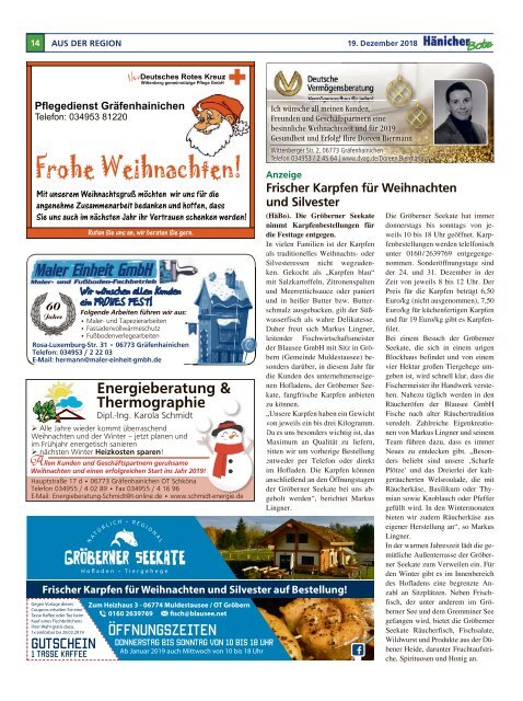 Hänicher Bote | Dezember-Ausgabe 2018