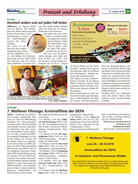 Hänicher Bote | August-Ausgabe 2018