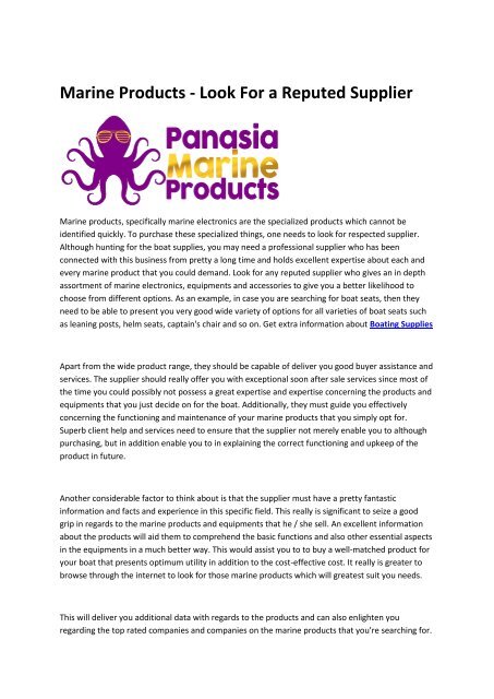 5 Panasia Marine Products Supplies Accessories - Boating &amp; Yachting
