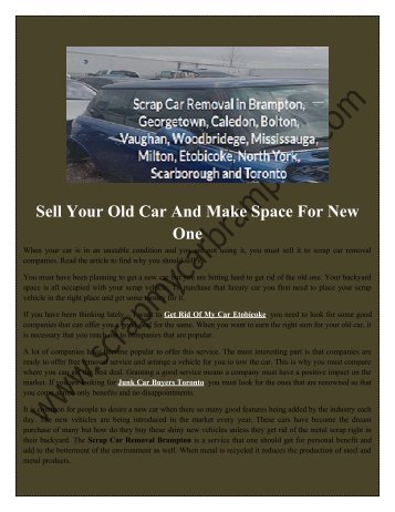 Sell Your Old Car And Make Space For New One