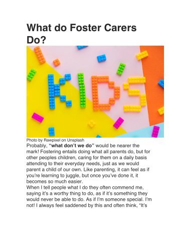 What do Foster Carers Do