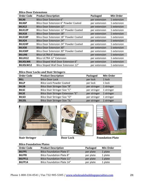 Bilco Doors Order Code Pr