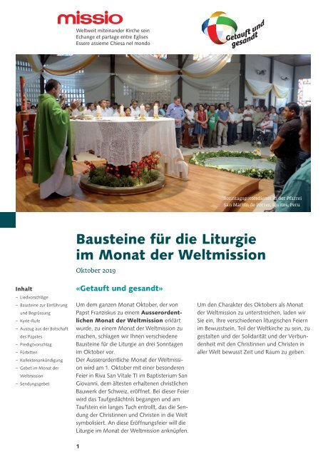 Bausteine für die Liturgie im Monat der Weltmission 2019