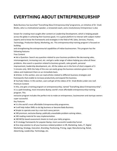 Everything About Entrepreneurship