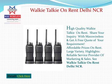 Walkie Talkie On Rent Delhi NCR - Maxxwireless