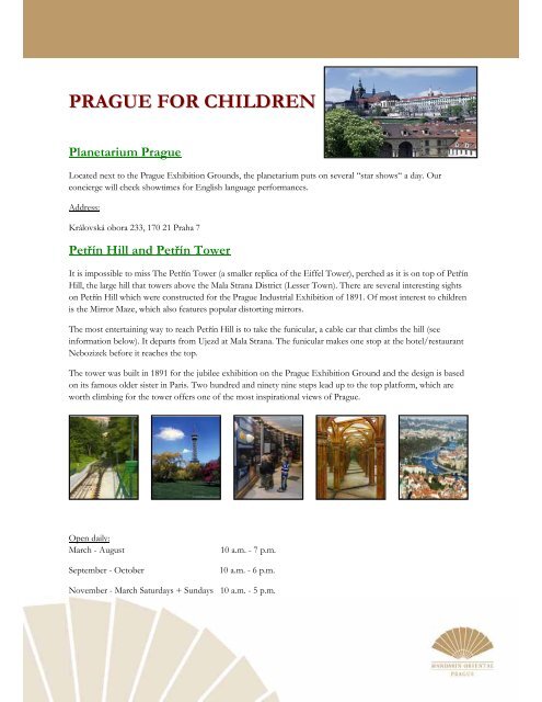 Prague For Children - Family Holiday Specialist