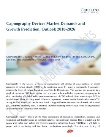 Capnography Devices Market Predicts Rise In Demand By 2026