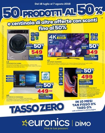 volantino Euronics 50 prodotti al 50% - dal 18 Luglio al 7 agosto 2019 