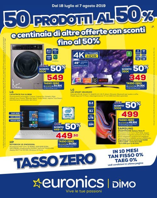 volantino Euronics 50 prodotti al 50% - dal 18 Luglio al 7 agosto 2019