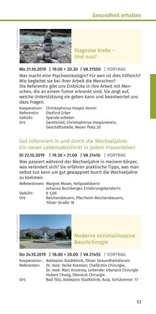 KBW Bad Tölz-Wolfratshausen Programm September 2019 bis Januar 2020