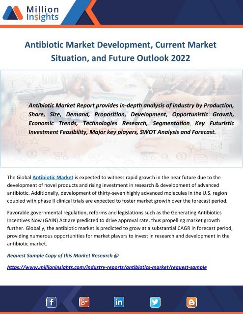 Antibiotic Market Development, Current Market Situation, and Future Outlook 2022