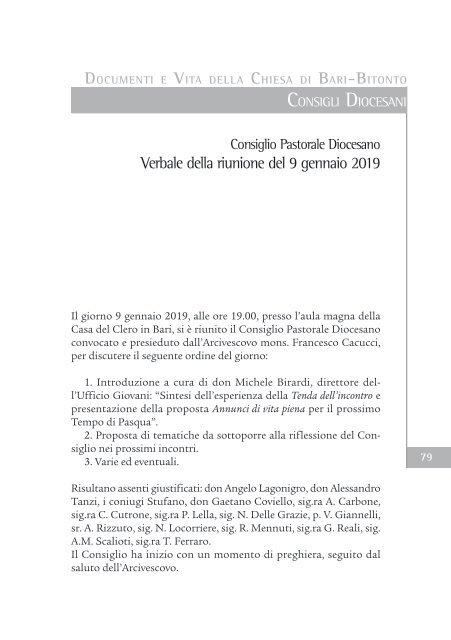Bollettino Diocesano Gennaio-Marzo 2019