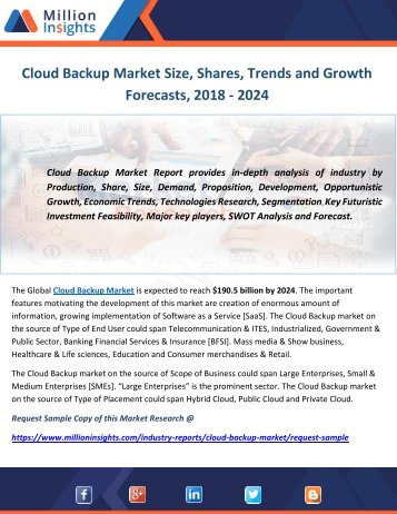 Cloud Backup Market Size, Shares, Trends and Growth Forecasts, 2018 - 2024