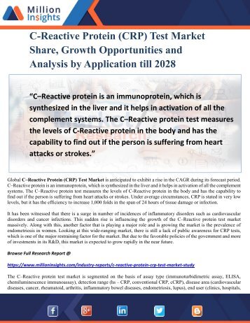 C-Reactive Protein (CRP) Test Market Share, Growth Opportunities and Analysis by Application till 2028