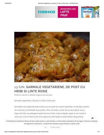 Sarmale vegetariene, de post cu hribi si linte rosie - OurDailyFood