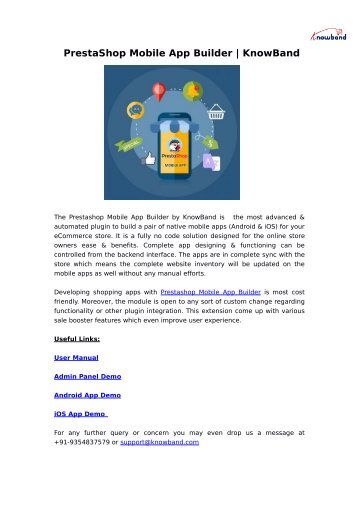 Prestashop Mobile App Builder by KnowBand