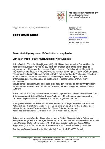 pressemeldung - Landesjagdverband Nordrhein-Westfalen